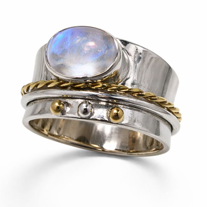 Moonstone Braided Spinner Ring